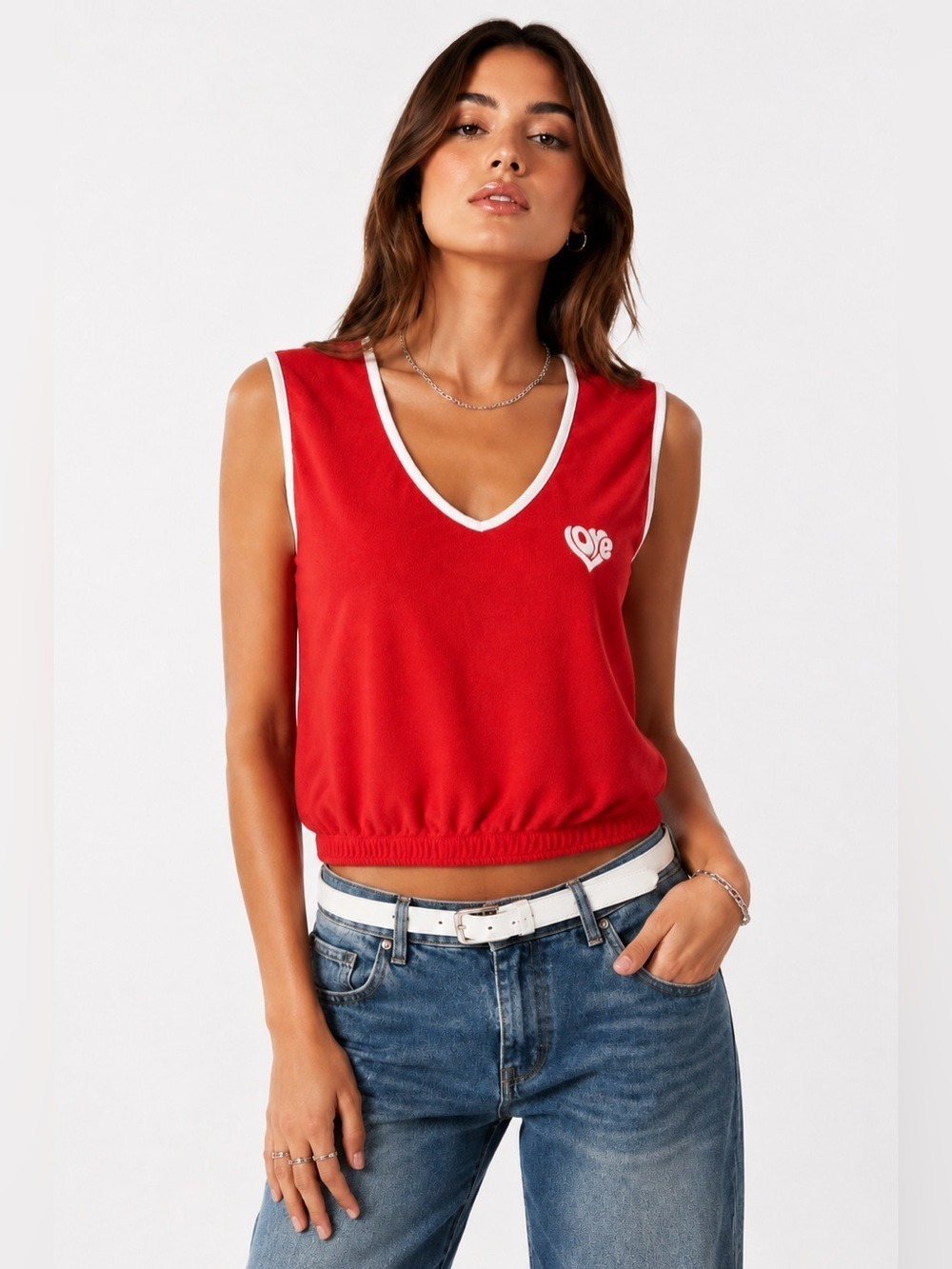 Vintage Y2K Urban Nation Terrycloth Cropped LOVE Tank. Size Large Fits like XS